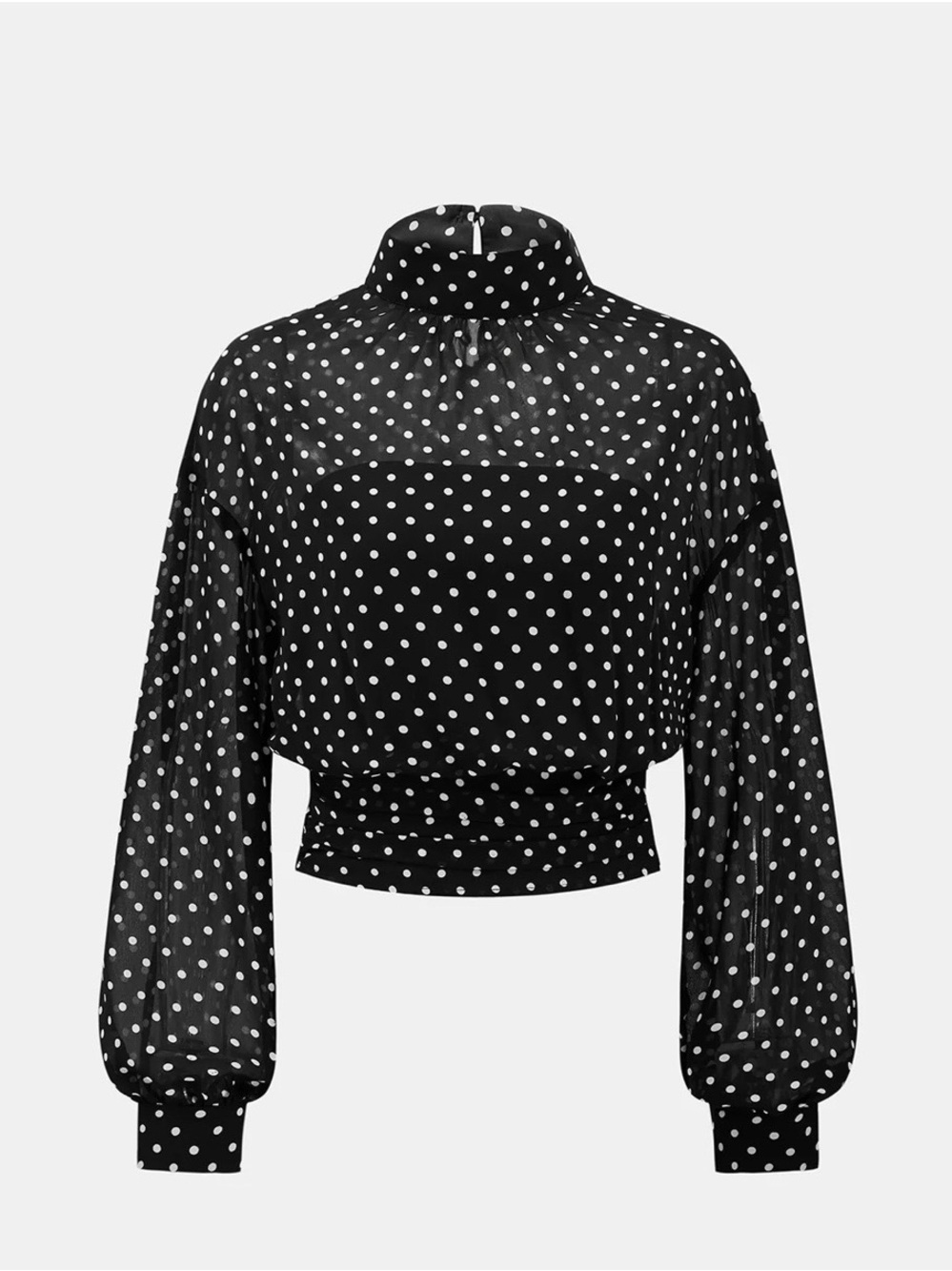 Commense Polka Dot Bow Neck Blouse - Picture 4 of 8